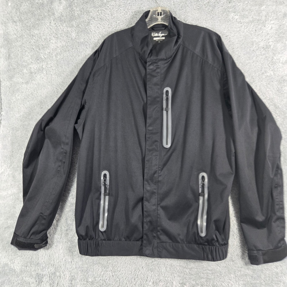 Walter Hagen Hydroproof Golf Jacket Mens XL Black Full Zip Waterproof Rain Coat